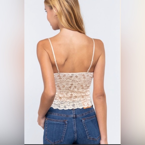 Champagne Floral Lace Camisole ~ Crop Top ~ Bralette - Picture 5 of 8